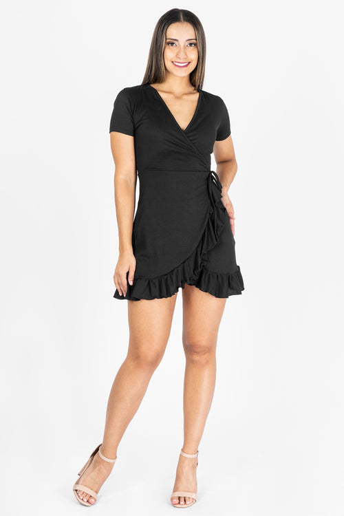Vestido con cruce y olanes