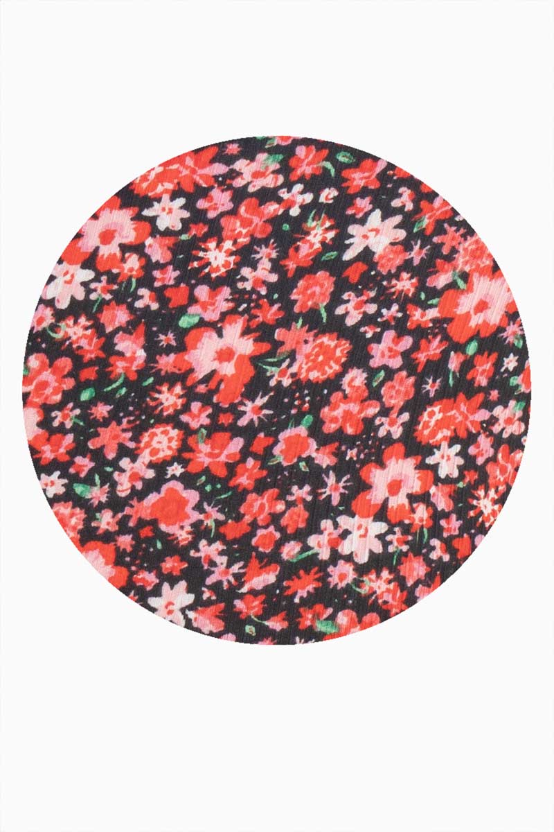 Vestido floral cut out en hombro