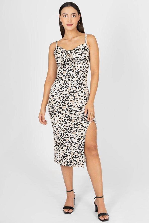 Vestido de tirantes con abertura en pierna - Santory Ropa  (7420391882819)