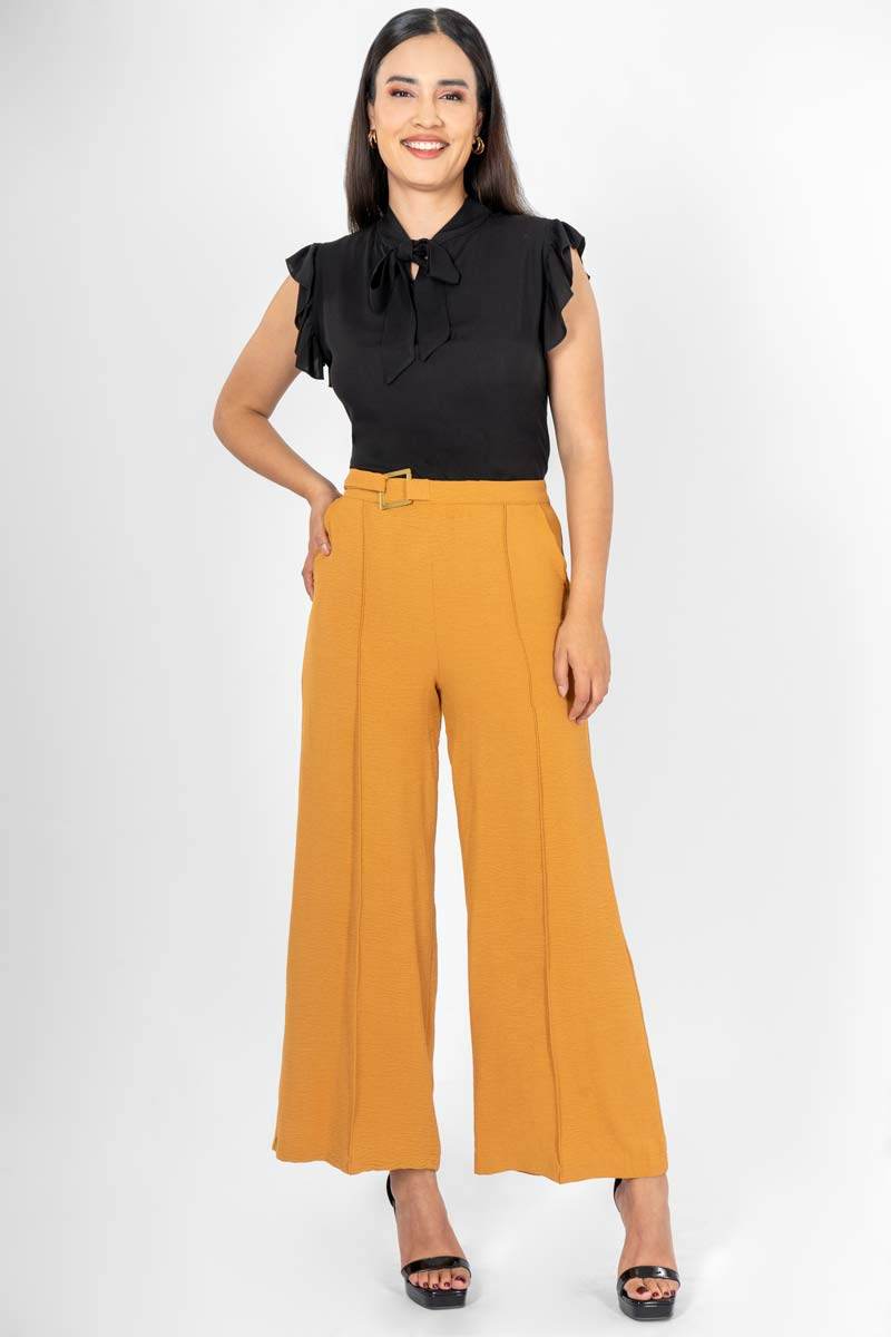 Pantalón amplio con hebilla - Santory Ropa  (7007920259139)