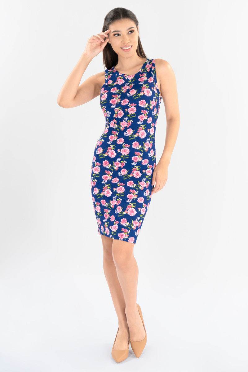 Vestido floral sin manga - Santory Ropa  (7304530722883)