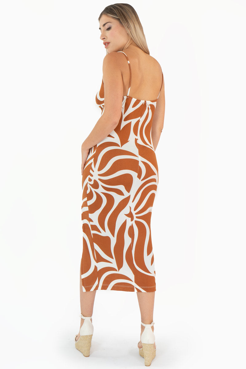 Vestido estampado de tirantes cut out