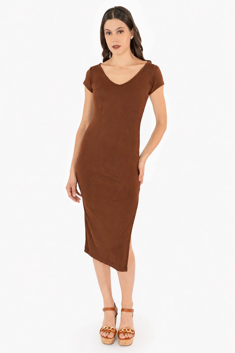 Vestido largo con escote v