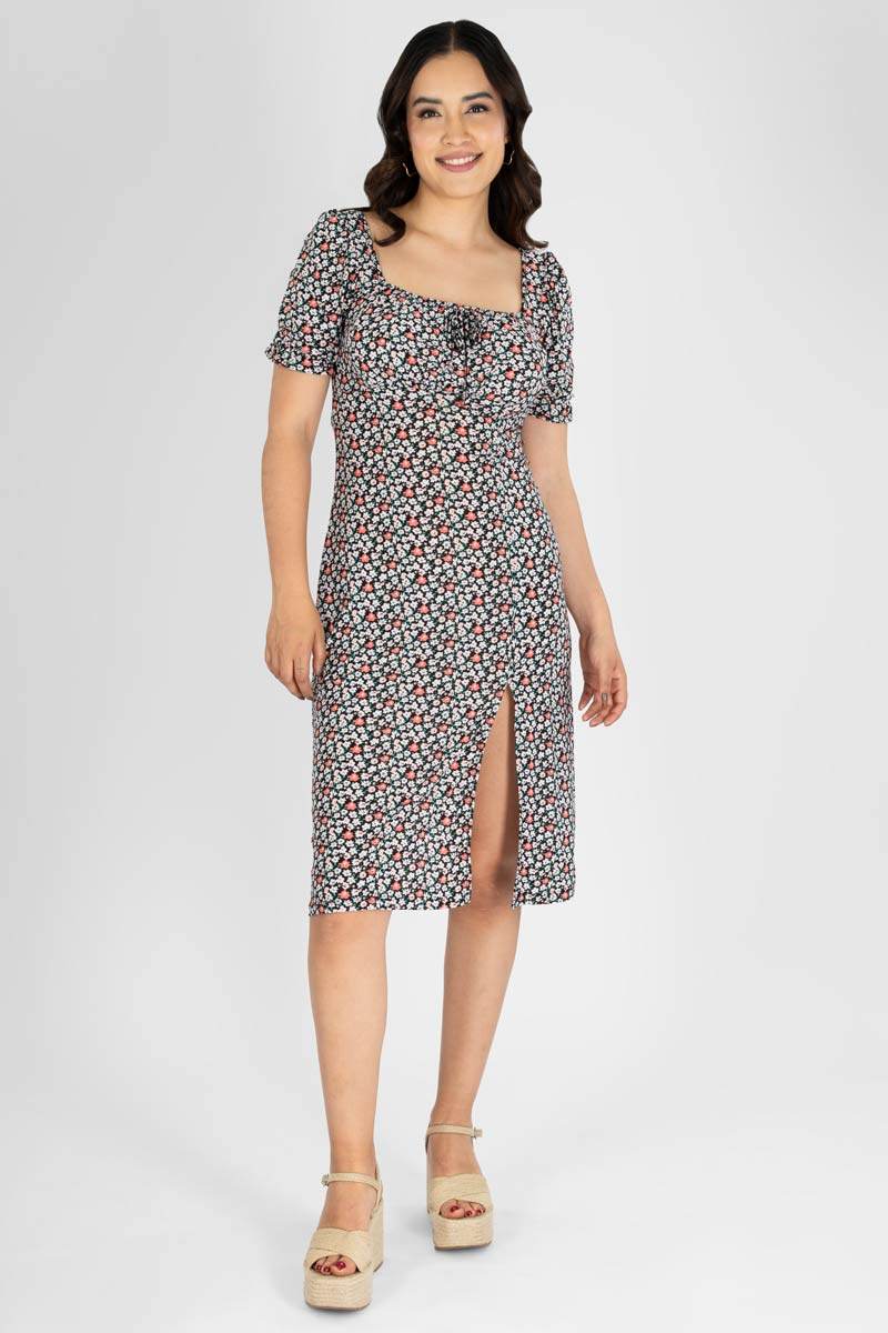 Vestido floral manga corta