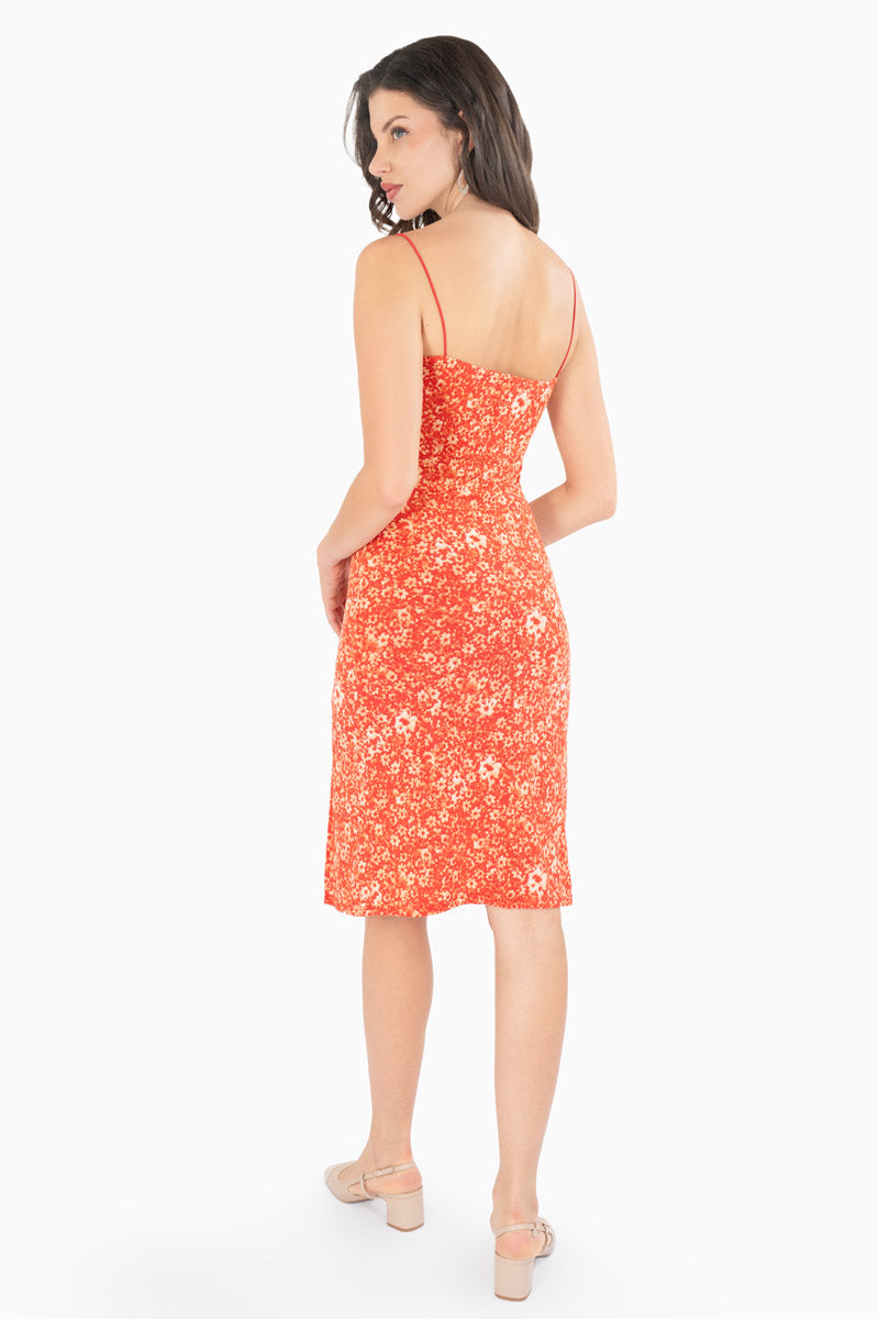 Vestido floral de tirantes y abertura