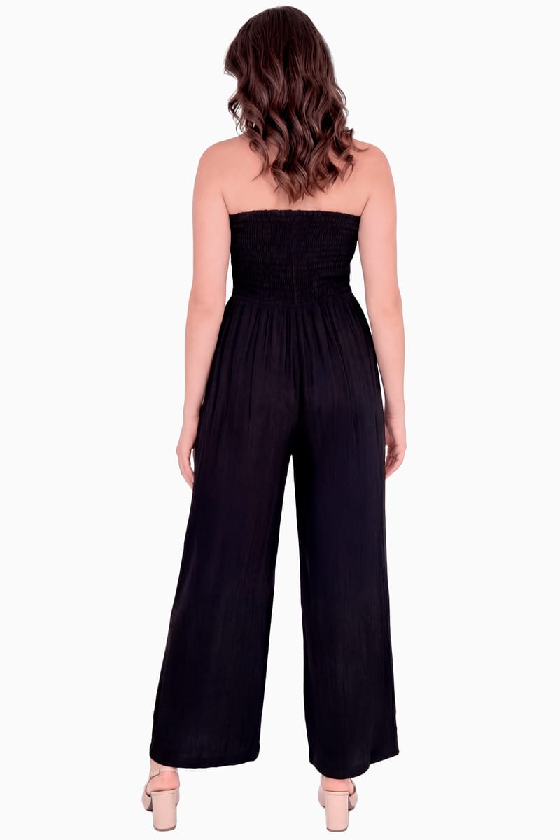 Jumpsuit strapless con enresortado