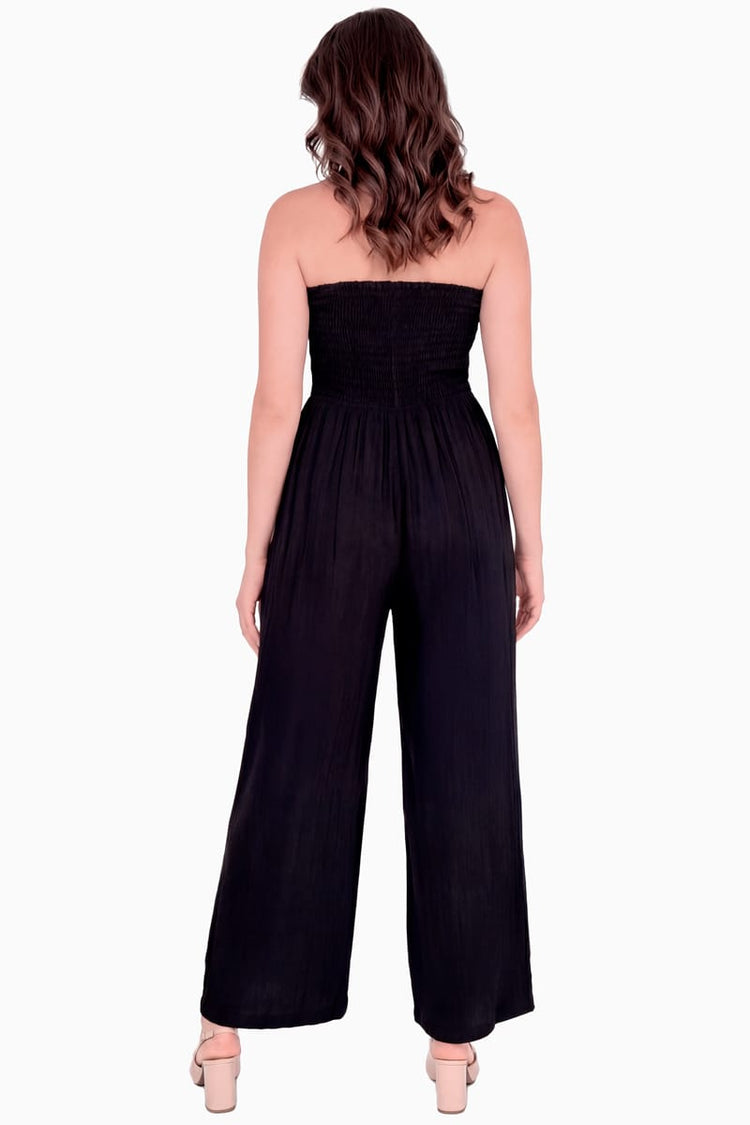 Jumpsuit strapless con enresortado