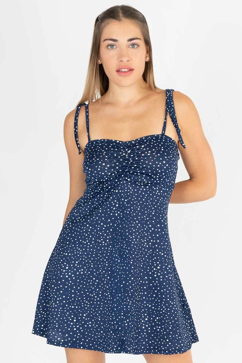 Vestido de puntos de tirantes - Santory Ropa  (7440780427331)