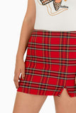 Falda de cuadros con abertura en pierna