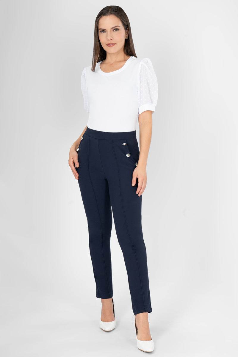 Pantalón liso con botones - Santory Ropa  (7400770666563)