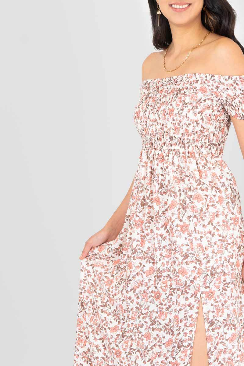 Vestido estampado y hombros descubiertos - Santory Ropa  (7463730348099)