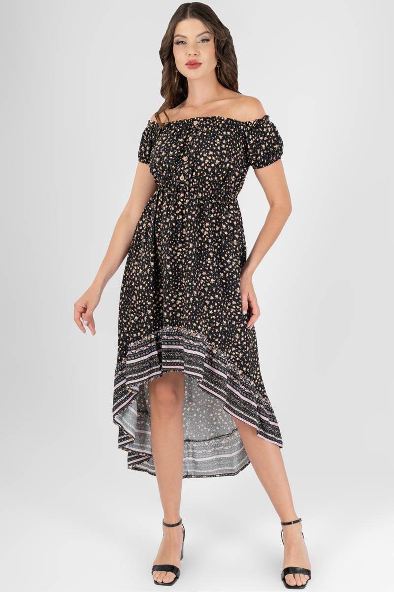 Vestido estampado con desnivel - Santory Ropa  (7417450430531)