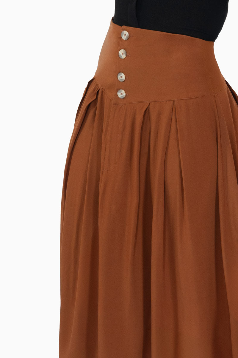 Falda maxi lisa con botones y tablones