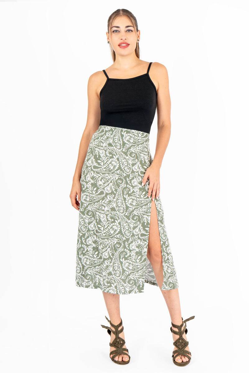 Falda estampada con abertura - Santory Ropa  (7445769519171)