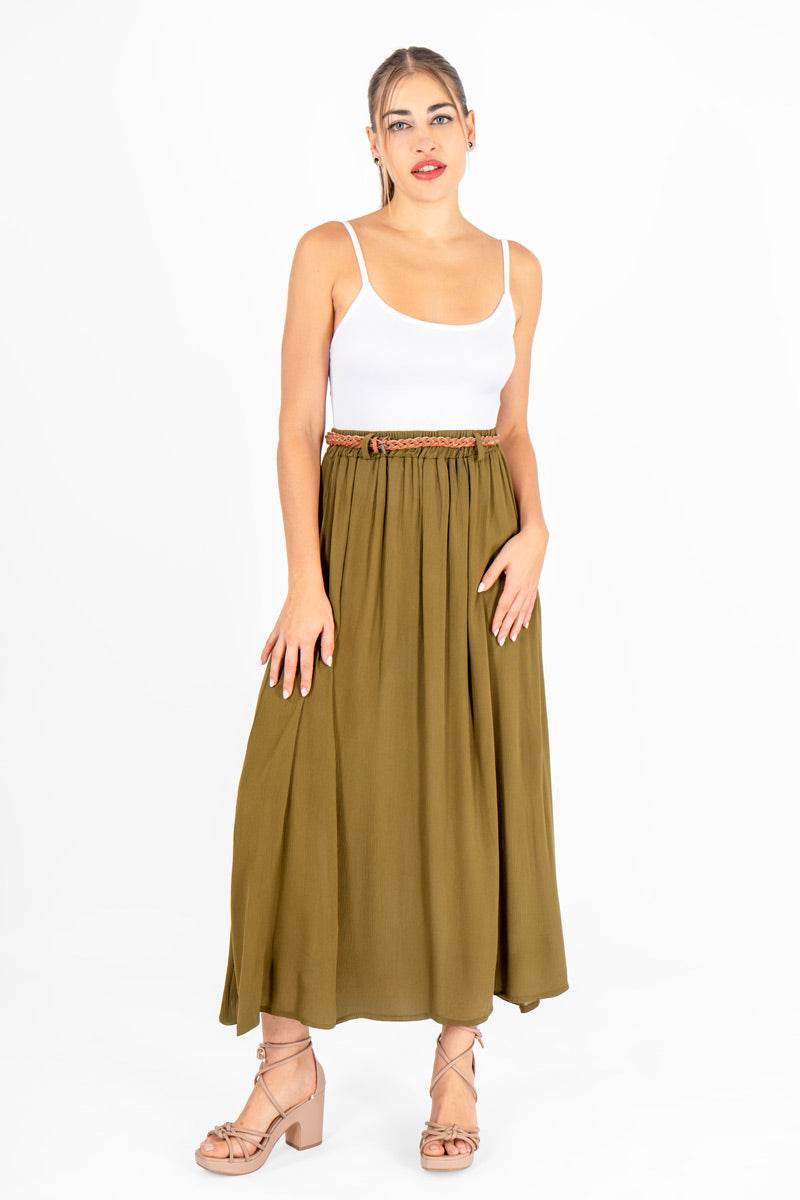 Falda larga con cinturón - Santory Ropa  (7450058686531)