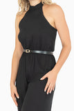 Jumpsuit halter con cinturón y escote en espalda