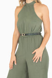 Jumpsuit halter con cinturón y escote en espalda