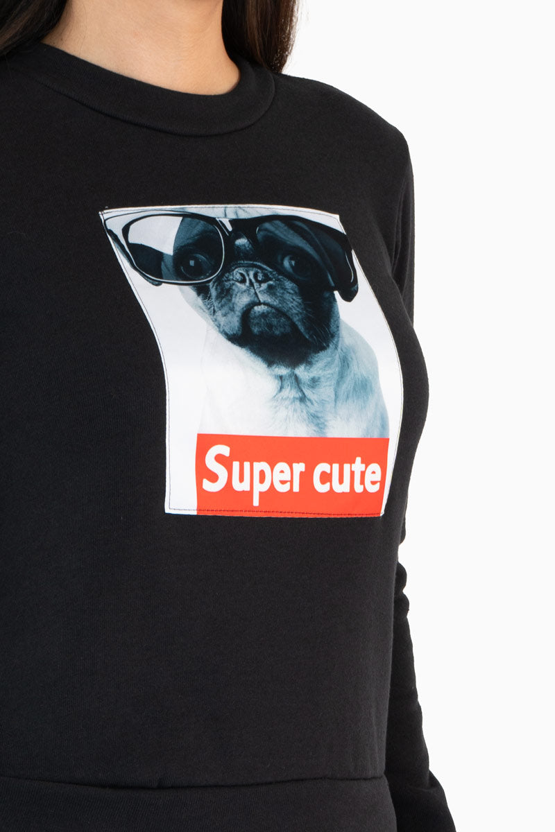 Sudadera básica con estampado "super cute"