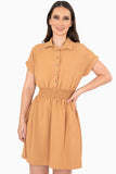 Vestido con cintura elástica manga corta y botones