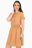 Vestido con cintura elástica manga corta y botones