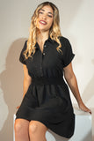 Vestido con cintura elástica manga corta y botones