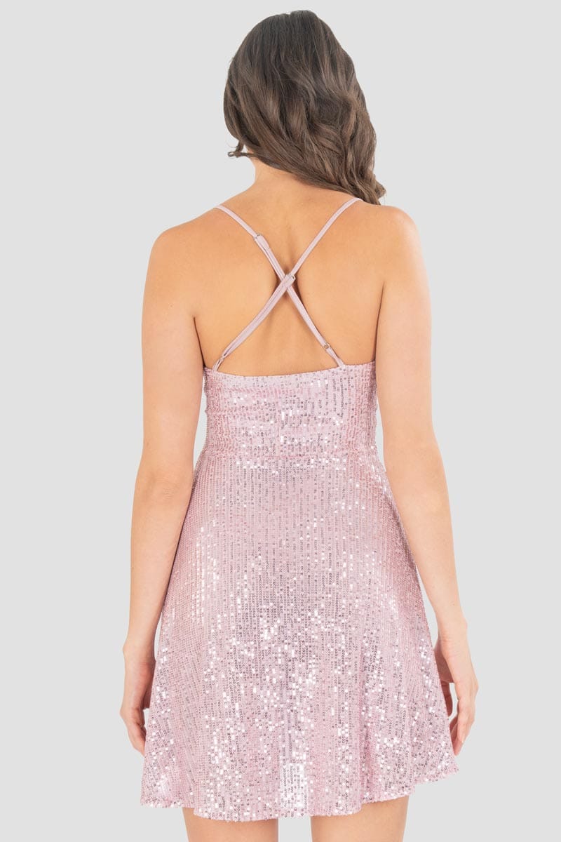 Vestido de tirantes con cruce y lentejuela