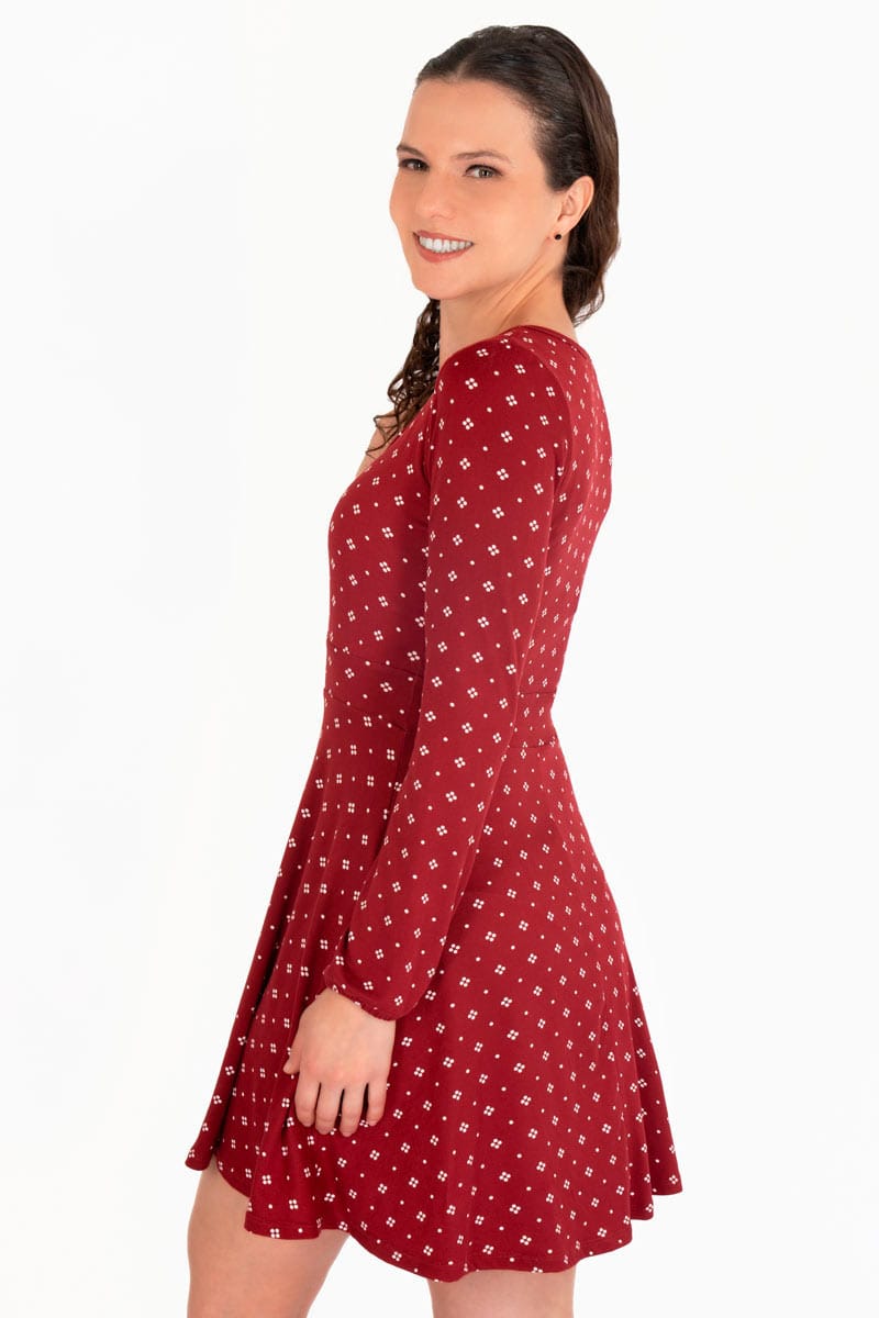 Vestido manga larga escote con cruce
