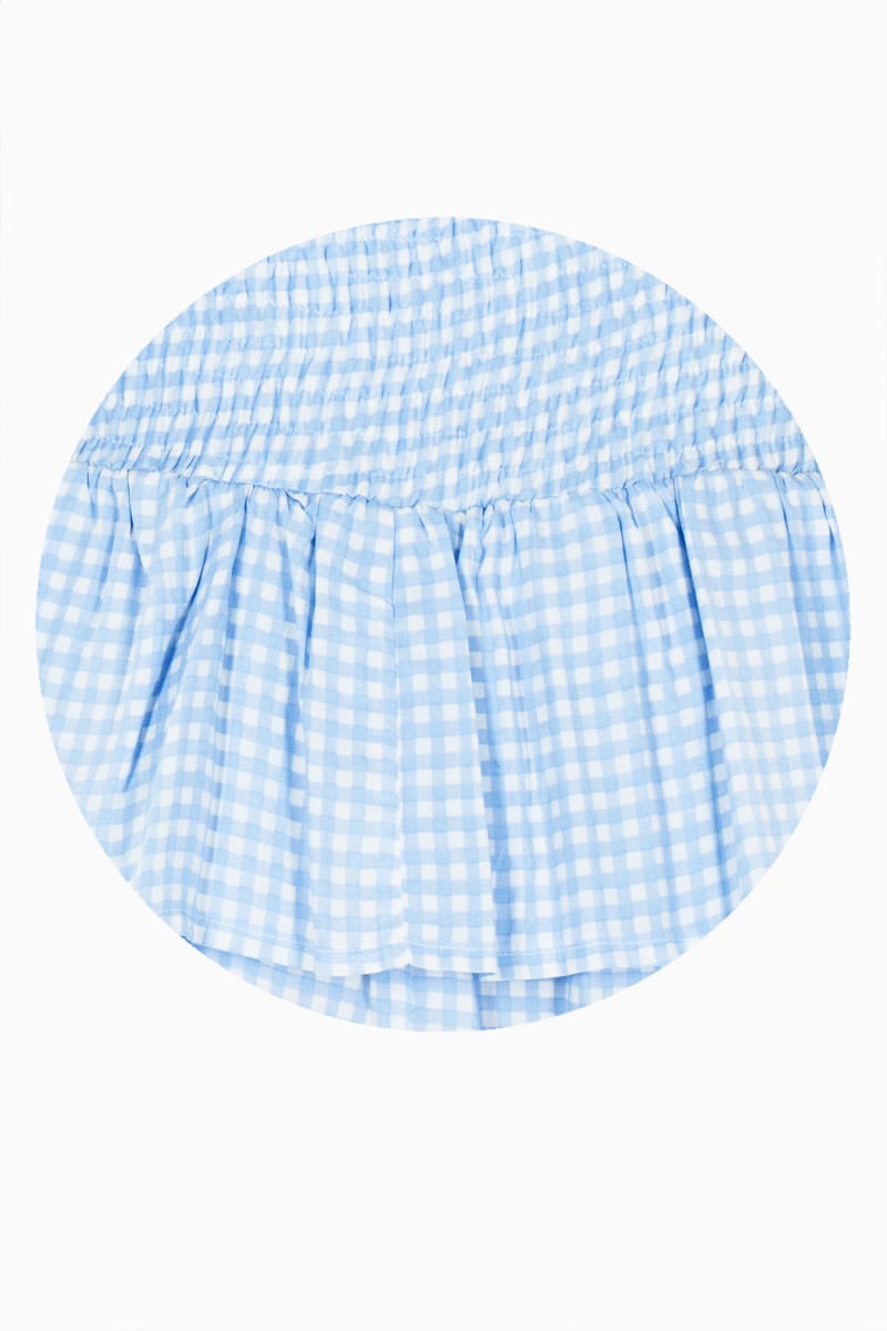 Falda corta con elástico y olanes