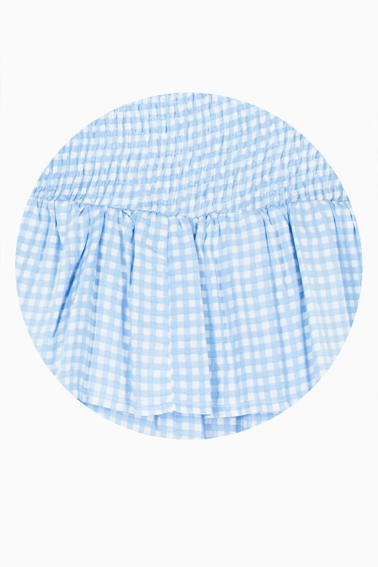 Falda corta con elástico y olanes