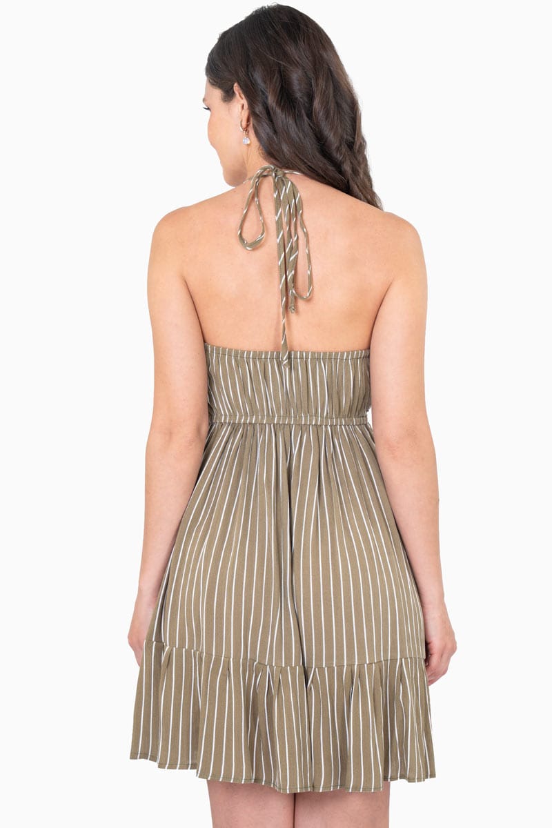 Vestido corto halter de rayas