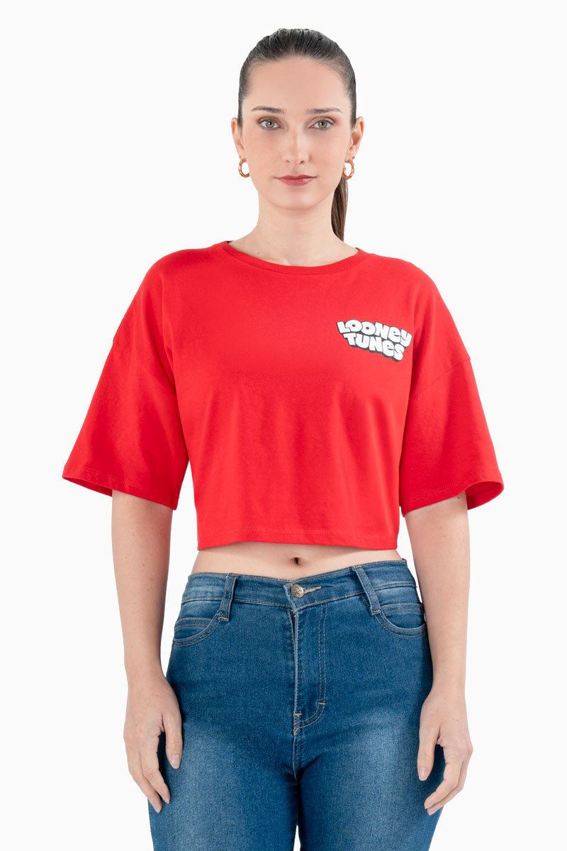 Playera crop oversize mundial