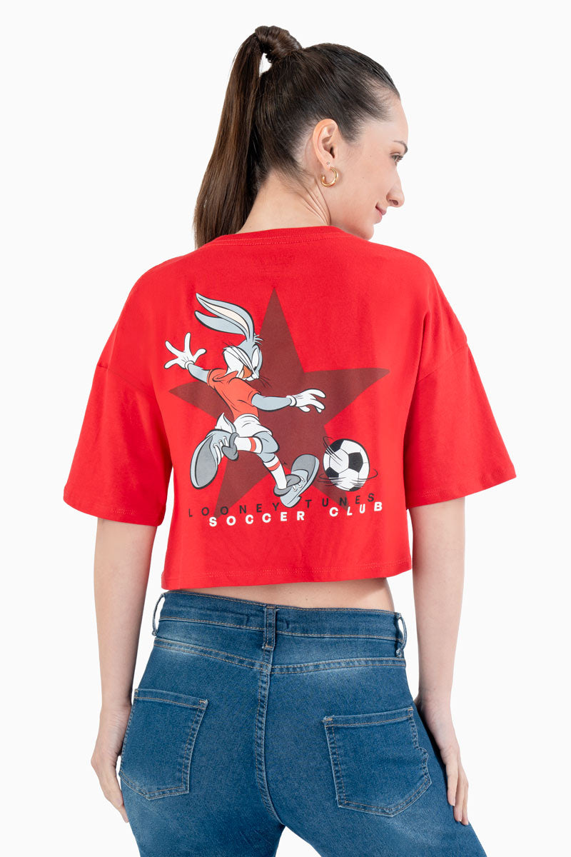 Playera crop oversize mundial