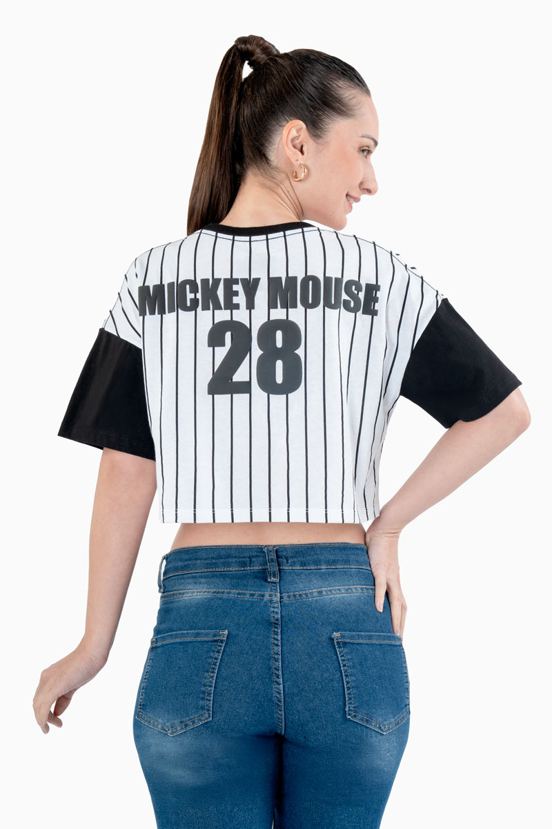 Playera crop de rayas mundial