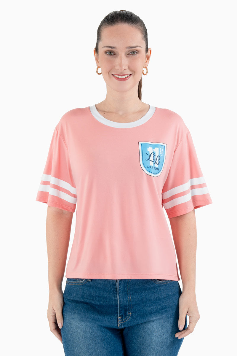 Playera manga corta con estampado mundial