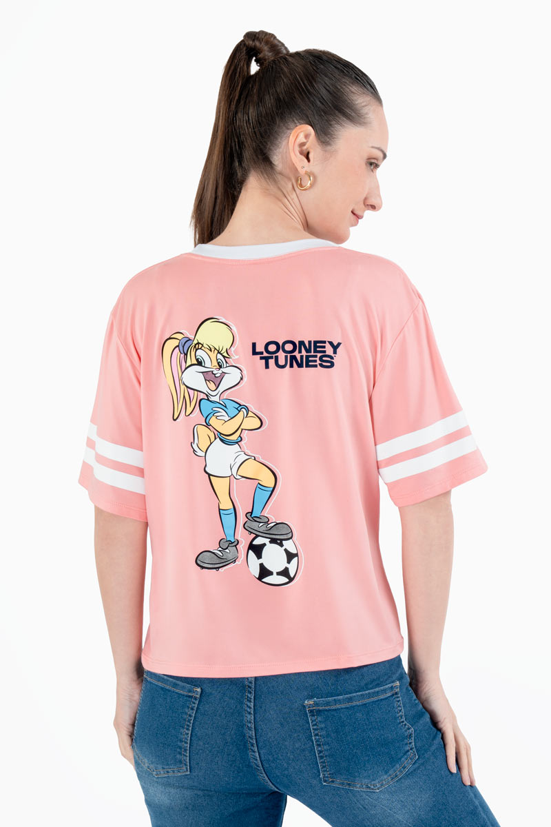 Playera manga corta con estampado mundial