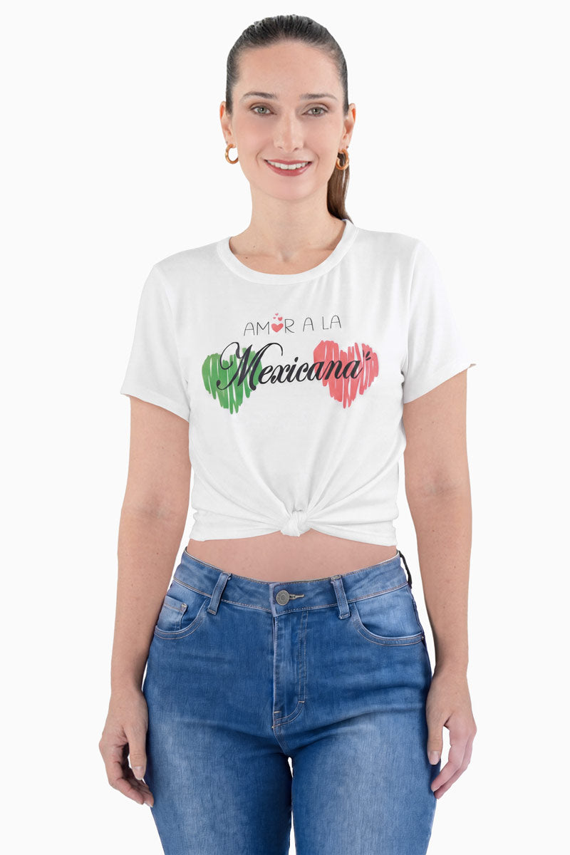 Playera manga corta con amarre en ruedo