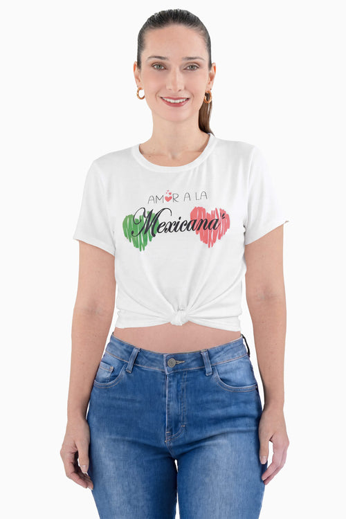 Playera manga corta con amarre en ruedo