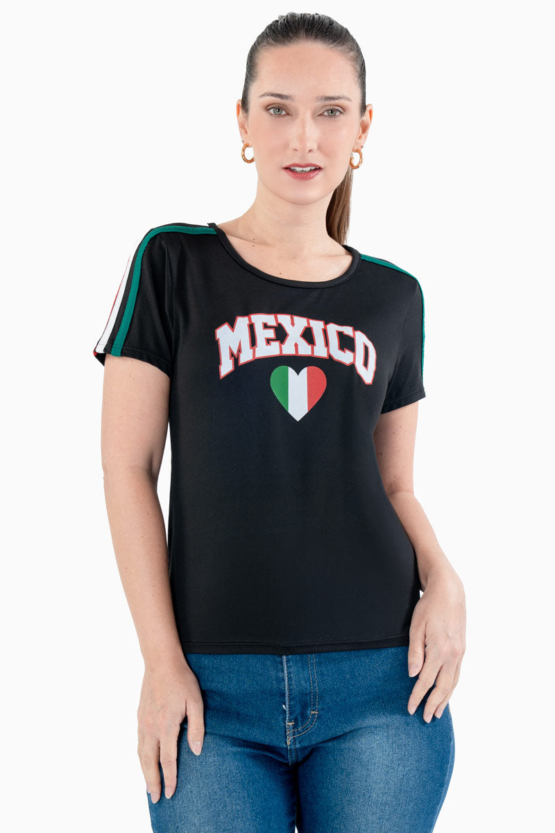 Playera cuello redondo estampado México