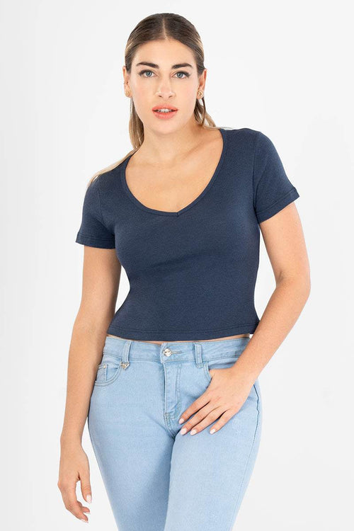 Playera lisa cuello v