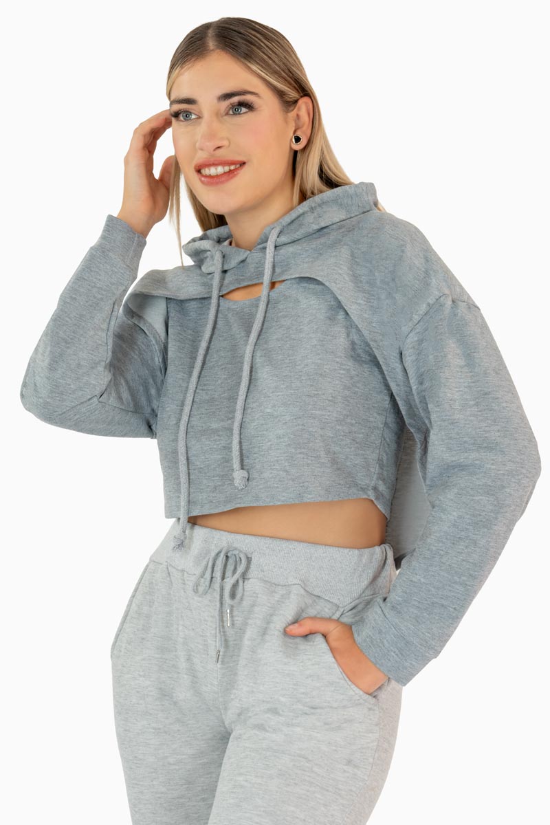 Sudadera crop con capucha