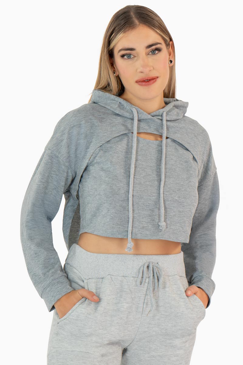 Sudadera crop con capucha