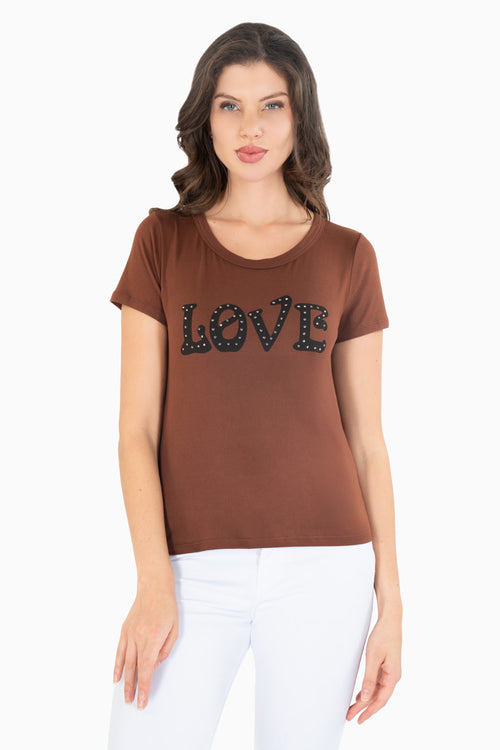 Playera manga corta con estampado "Love"