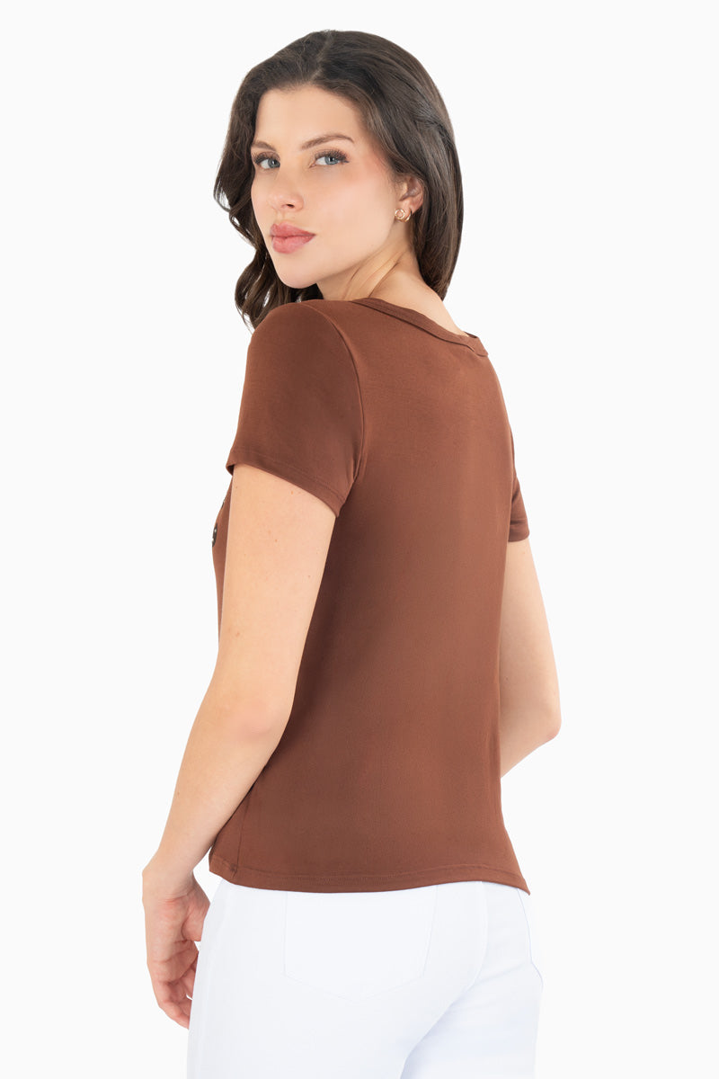Playera manga corta con estampado "Love"