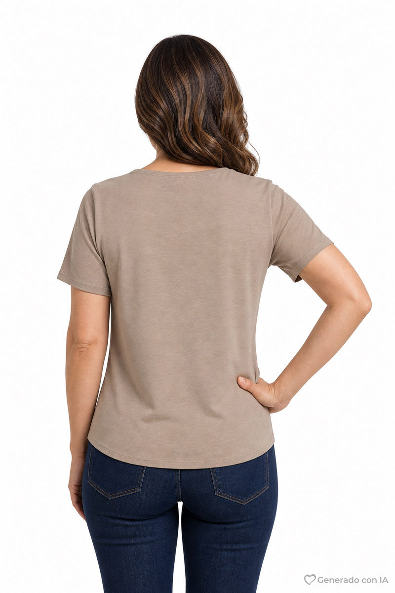 Blusa con nudo y botones manga corta