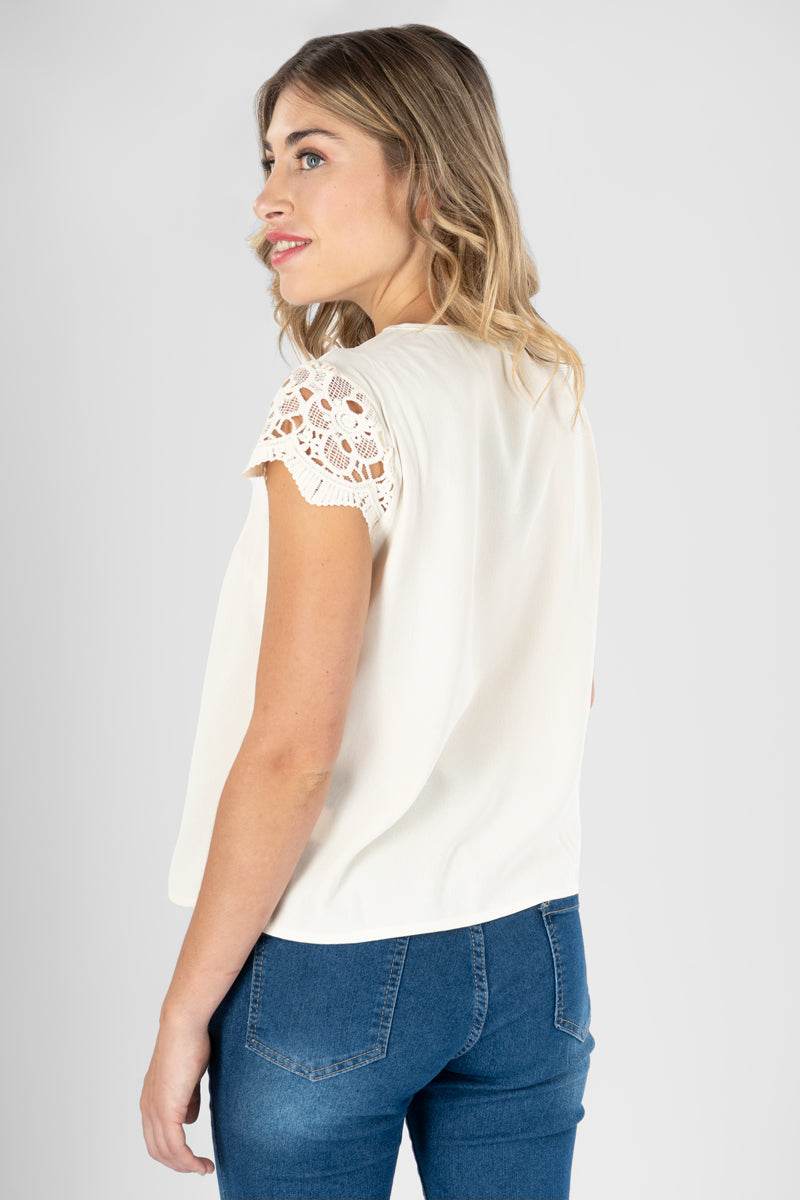Blusa de crochet manga corta - Santory Ropa  (7157181251651)