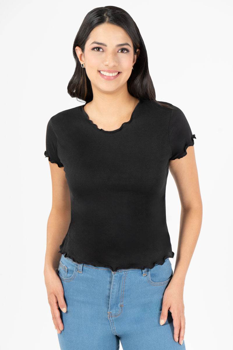 Playera lisa con festón - Santory Ropa  (7407644180547)