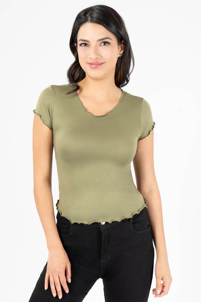 Playera lisa con festón - Santory Ropa  (7407644180547)