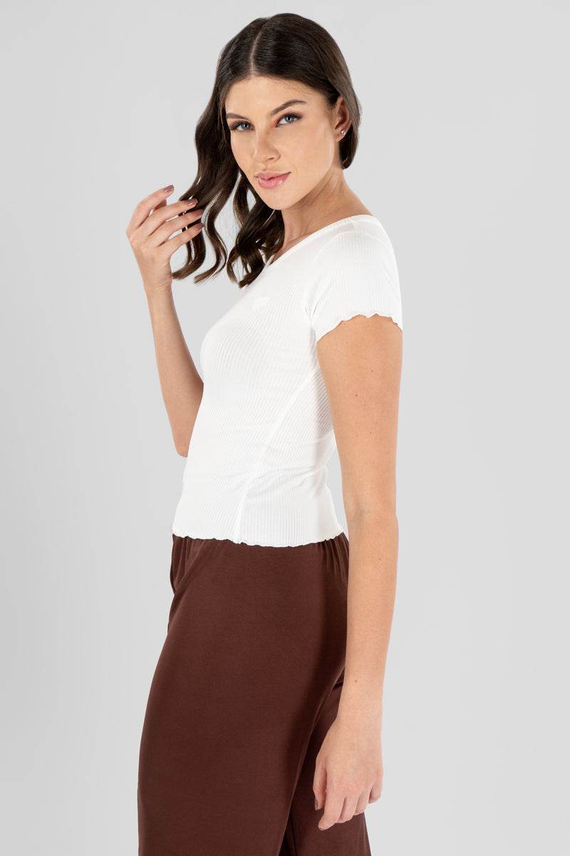 Playera manga corta con bordado de corazón - Santory Ropa  (7236723408963)