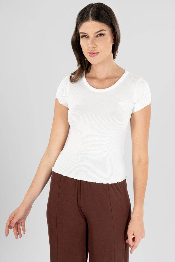 Playera manga corta con bordado de corazón - Santory Ropa  (7236723408963)