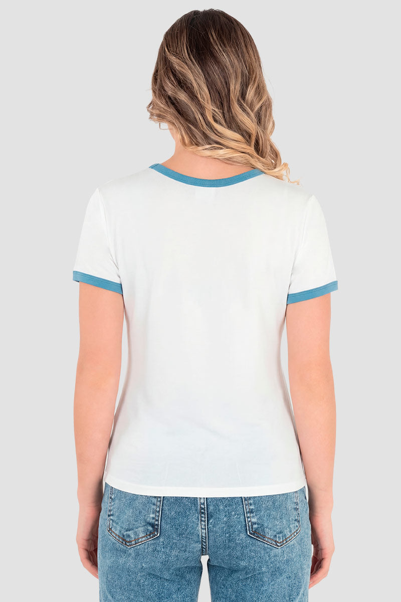 Playera estampada con bies en contraste
